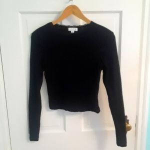 TOPSHOP Black Longsleeve Cropped Shirt Size US 4